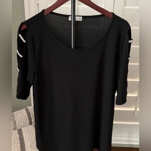 Madison Black Short Sleeve Top with Cut-Out Details